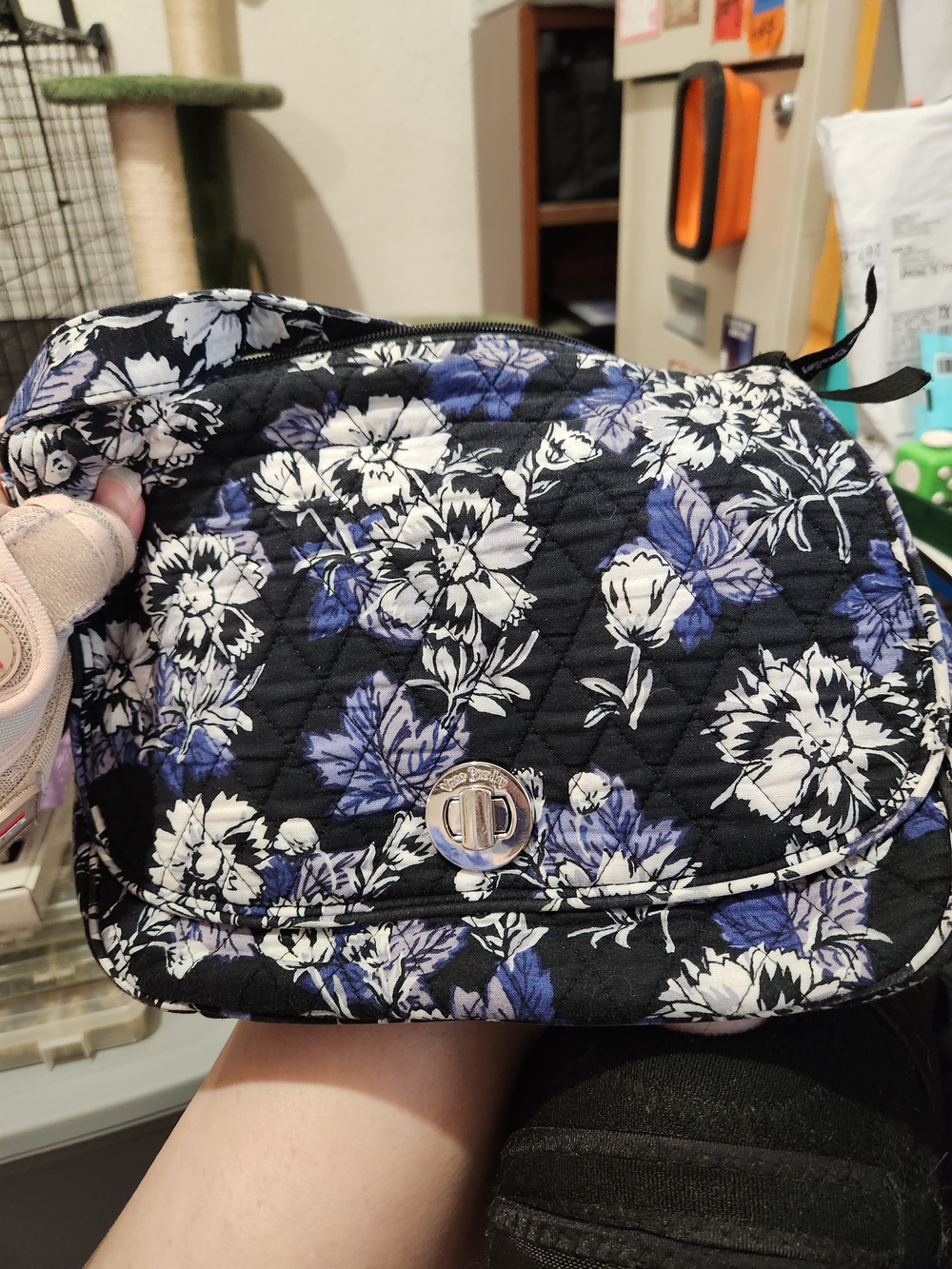 Quilted Frosted Floral Crossbody Bag in Black and Purple Giveaway